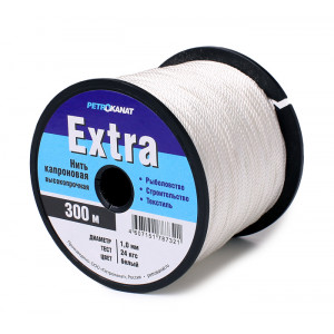Нитки капроновые Extra, катушка с фланцами, белые ..
